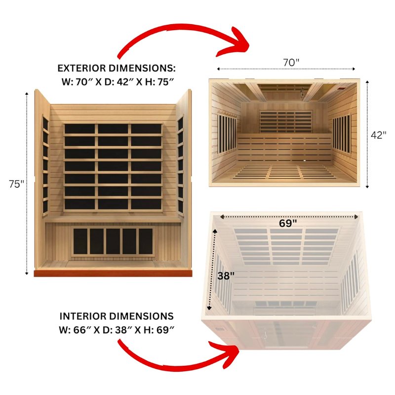 Bergamo Elite Infrared Sauna – Ultra Low EMF Technology with Premium Canadian Hemlock (DYN-6440-01)