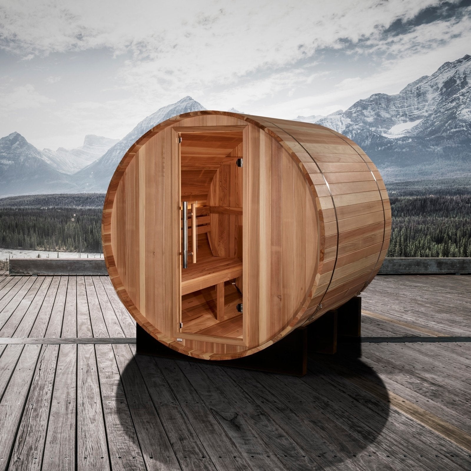 St. Moritz Traditional Outdoor Barrel Sauna – Steam Sauna with Pacific Cedar Wood (GDI-B002-01)